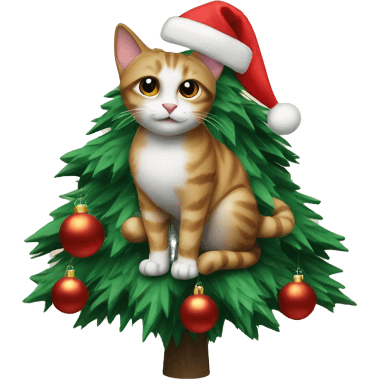 cat on a christmas tree emoji