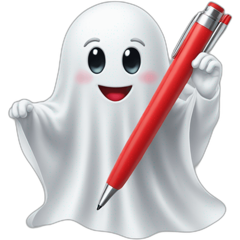 happy ghost with a red pen emoji