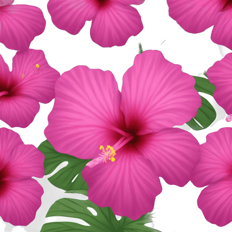 a bright pink hibiscus flower with purple leaves emoji