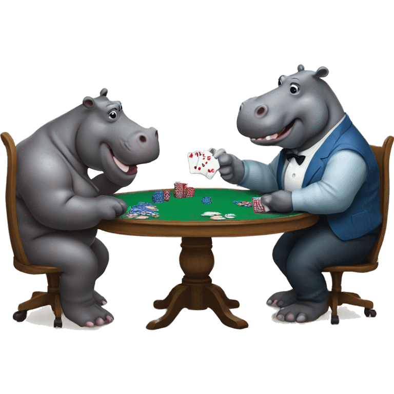 Hippo playing poker with other Hippo  emoji