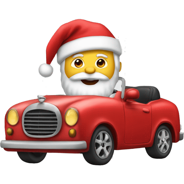 Santa driving a red car  emoji