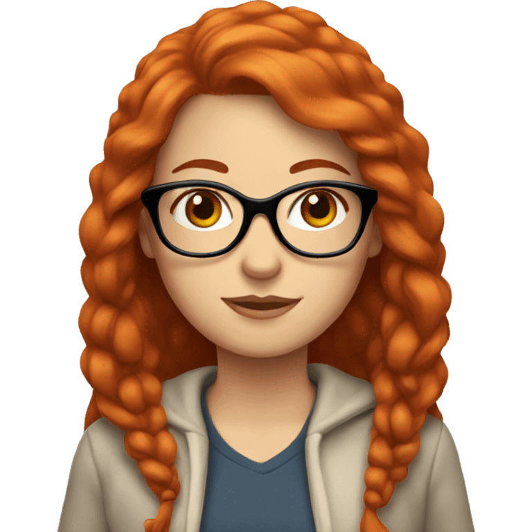 white girl, with long red hair, square glasses  emoji