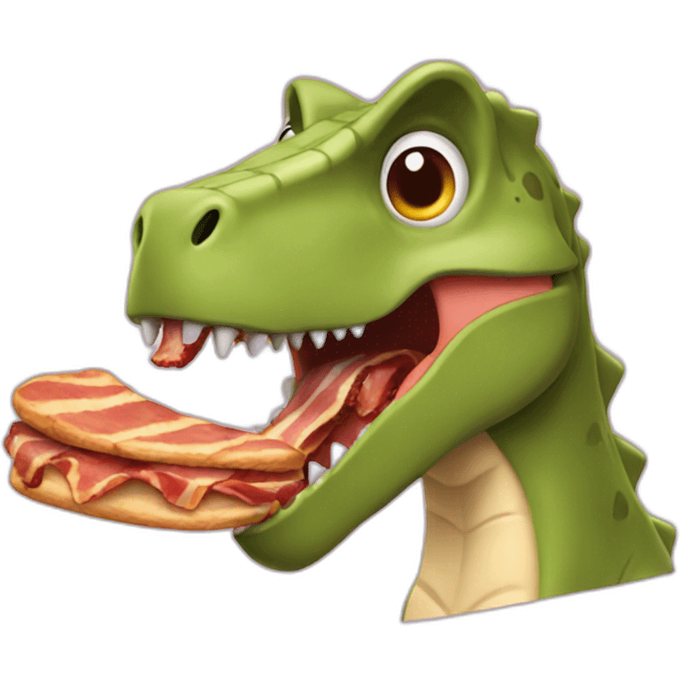 dinosaur eating bacon emoji