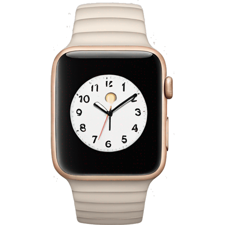 beige apple watch with clock face emoji