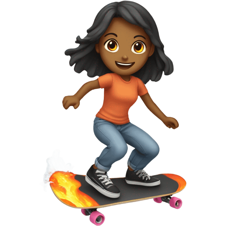 Young girl skateboarding in water lava  emoji