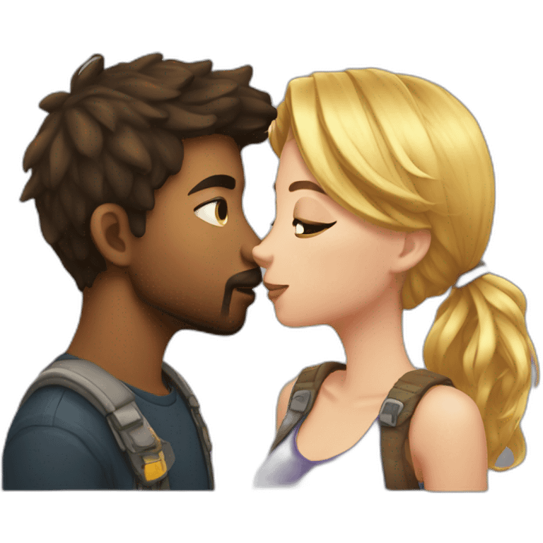 Gamer boy kiss his girlfriend emoji