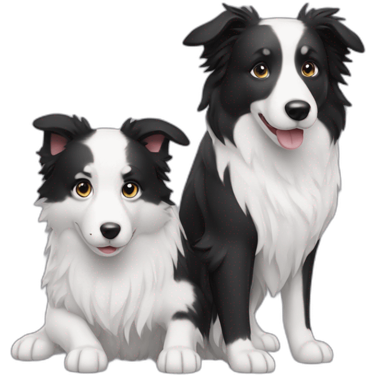 Blue and white border collie with a black hair girl emoji