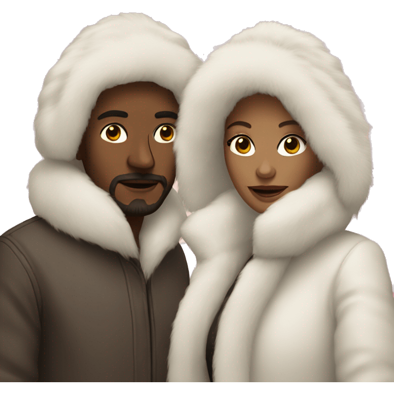 White couple in long fur coats emoji