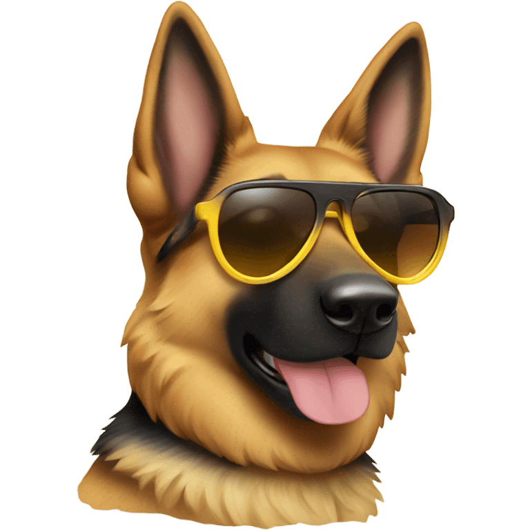 German shepherd with sun glasses emoji