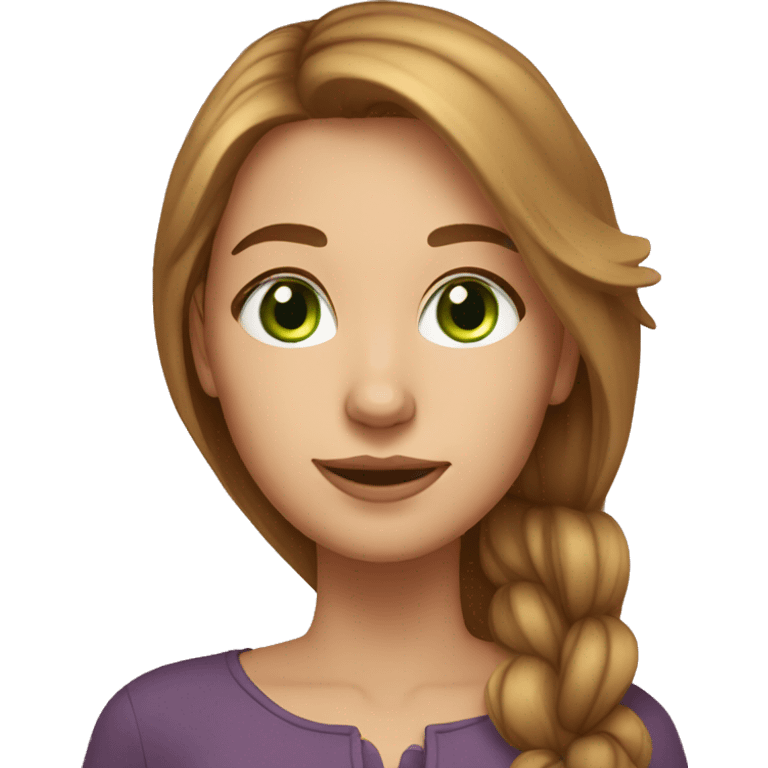 girl, 35 years old, long light brown hair, green eyes and prominent nose emoji