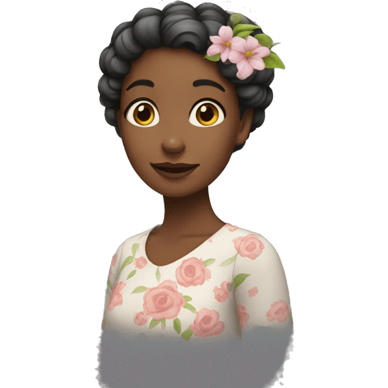 girl with flowers in hair emoji