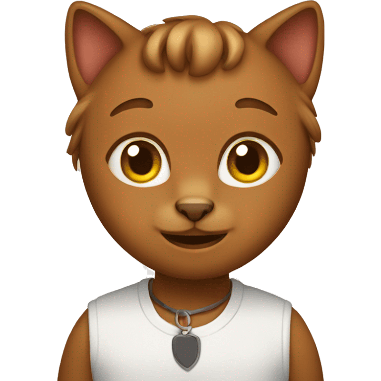 A brown cat with its owner emoji