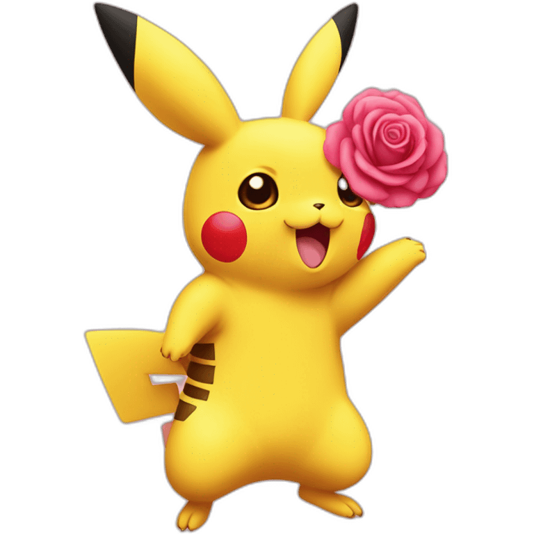 Picachu enamorado con una rosa en la Mano emoji