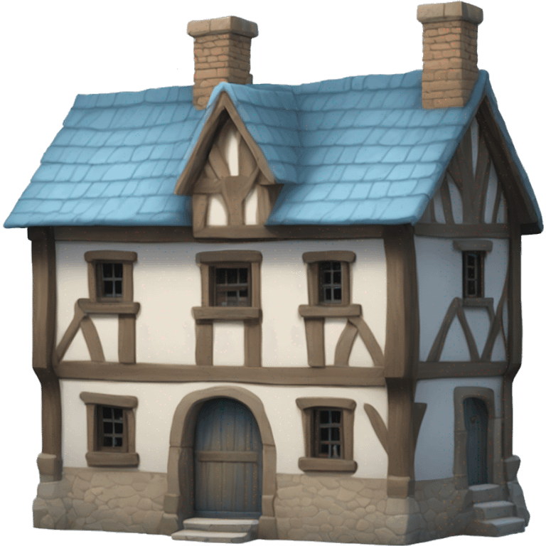 Realistic light blue isolated medieval tavern house. emoji