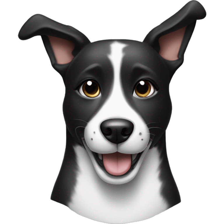 black and white dog smiling and giving a thumbs up emoji