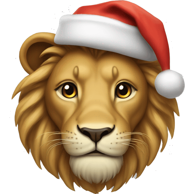 lion with Christmas hat  emoji