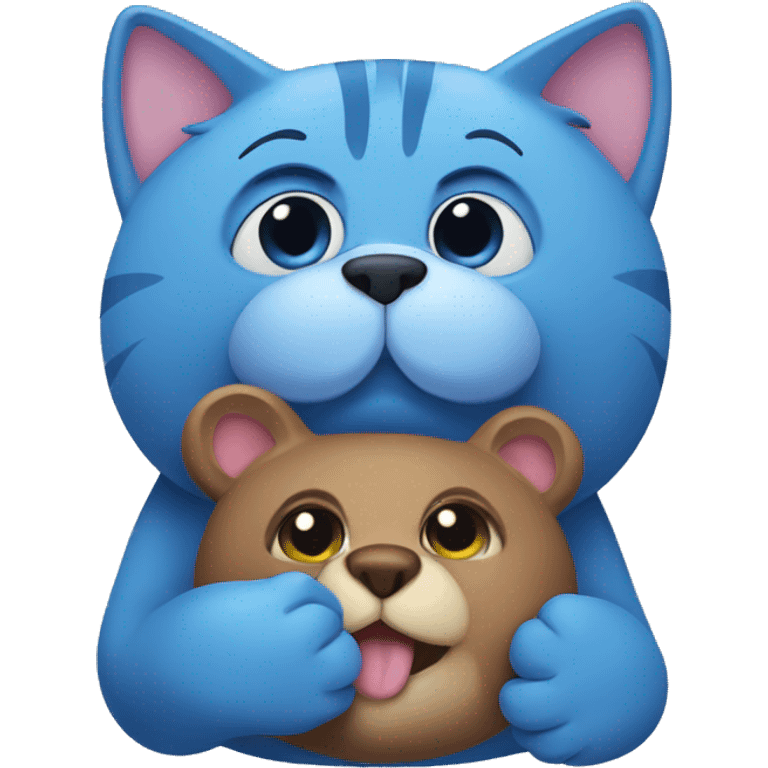 Blue cat with tedy bear emoji