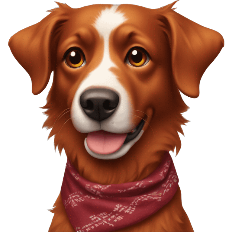 red aussie dog wearing maroon and orange bandana emoji