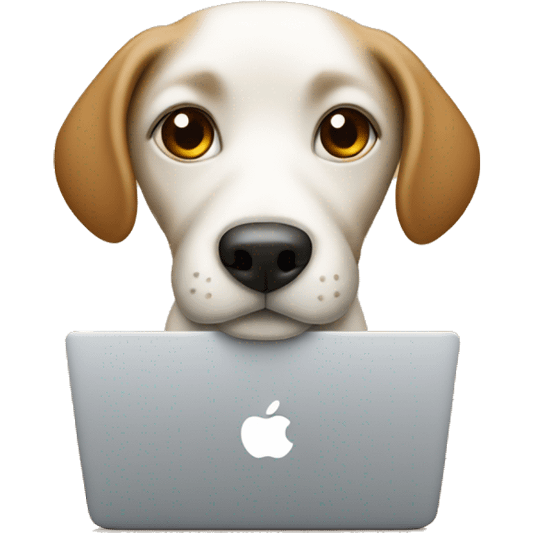 Iphone dog emoji using open laptop famil emoji