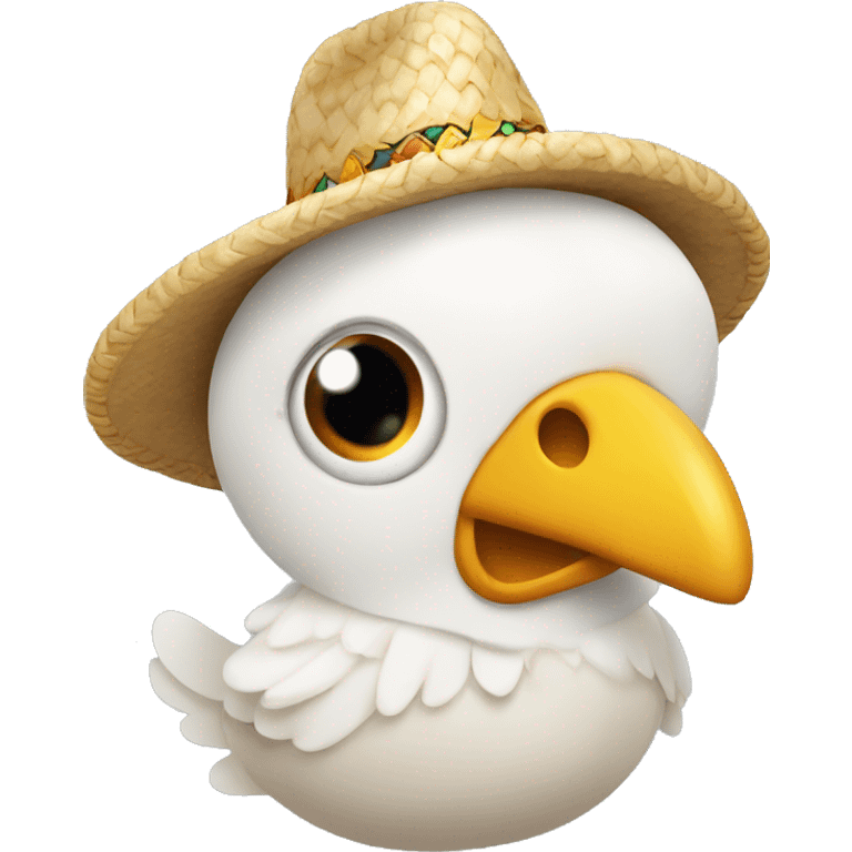 Pollito con un sombrero blanco de lado  emoji