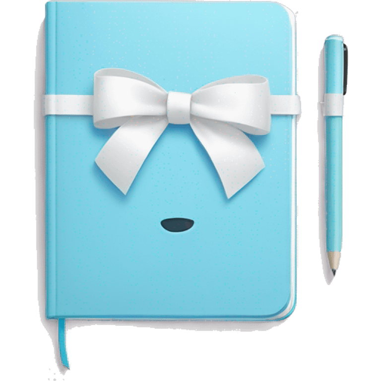 Pastel blue notebook with a white bow on it emoji