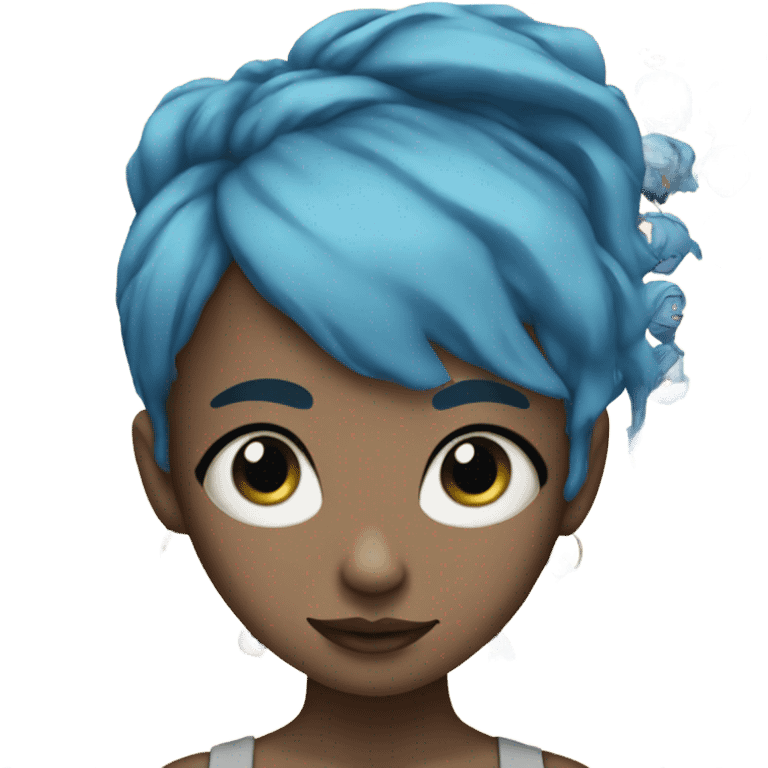 Teenage girl with blue hair and nose ring emoji