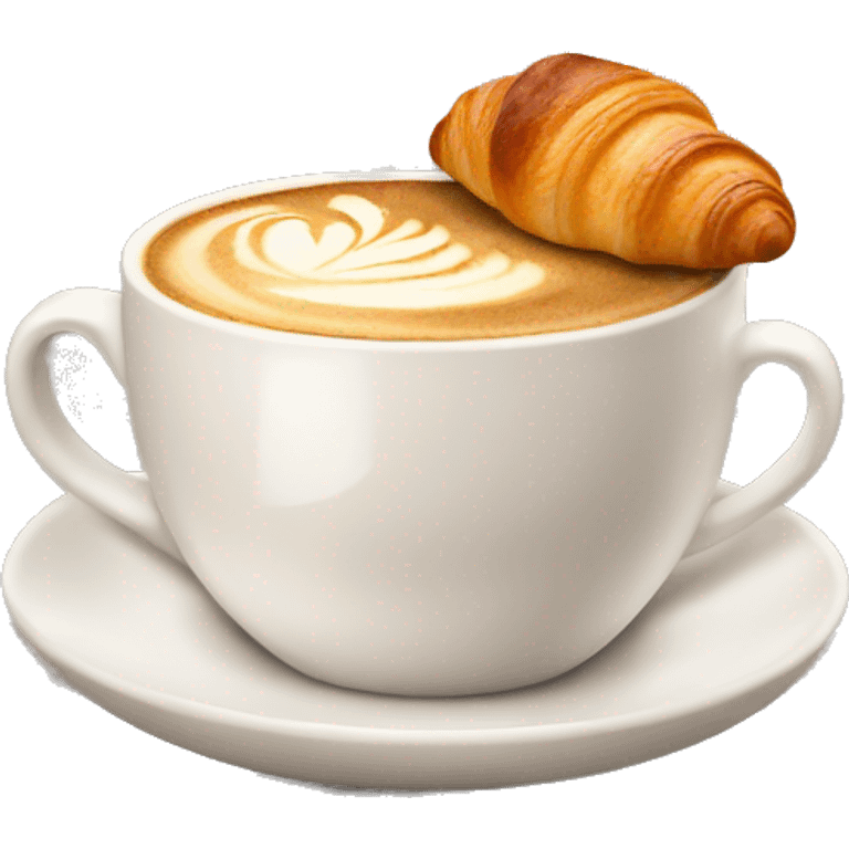 Cup of cappuccino with croissant emoji