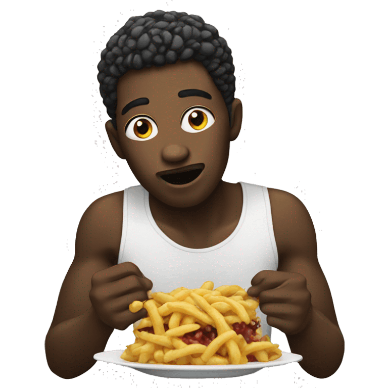 Black man eating emoji