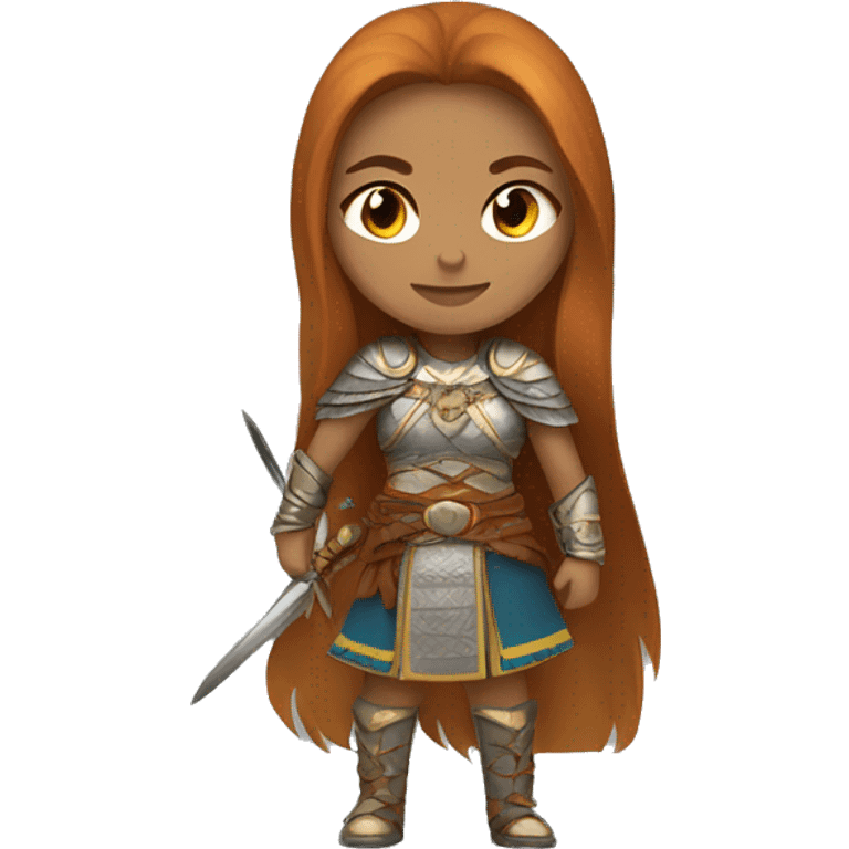 Brazilian female with ginger long hair wearing Mongolian warrior outfit emoji