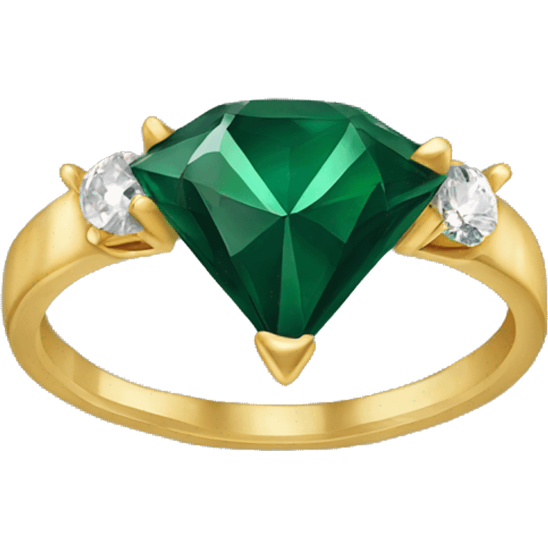 Gold Diamond ring with dark green stones emoji