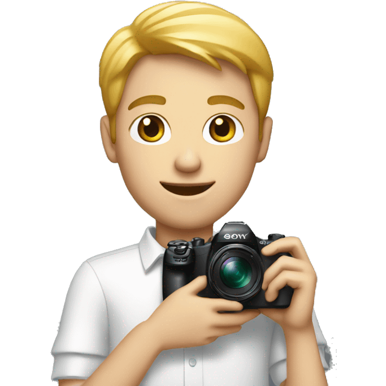 white boy rich iemoji holding a sony camera emoji