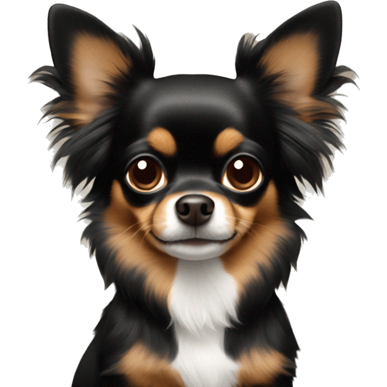 Black and brown long haired chihuahua with three legs  emoji