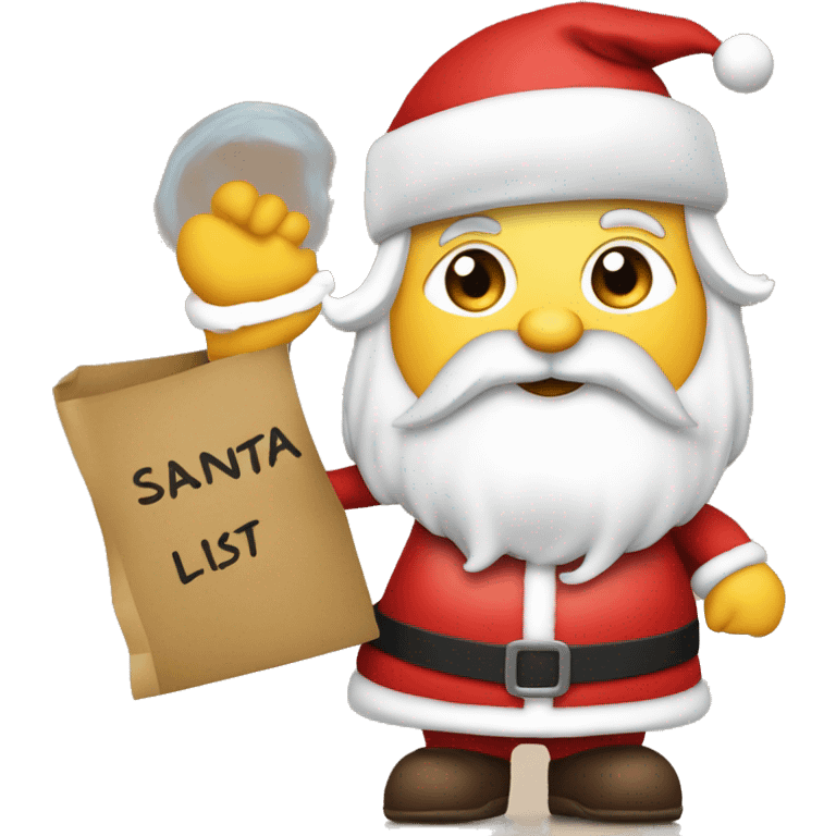 Image of Santa’s naughty list with the name Suzanne as the number one naughty child emoji