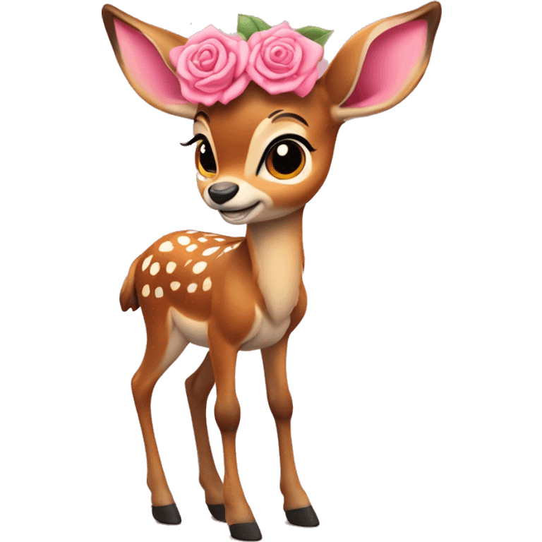 Bambi com laço cor de rosa na cabeça  emoji