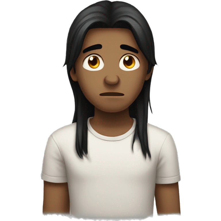 Sad boy long black hair emoji