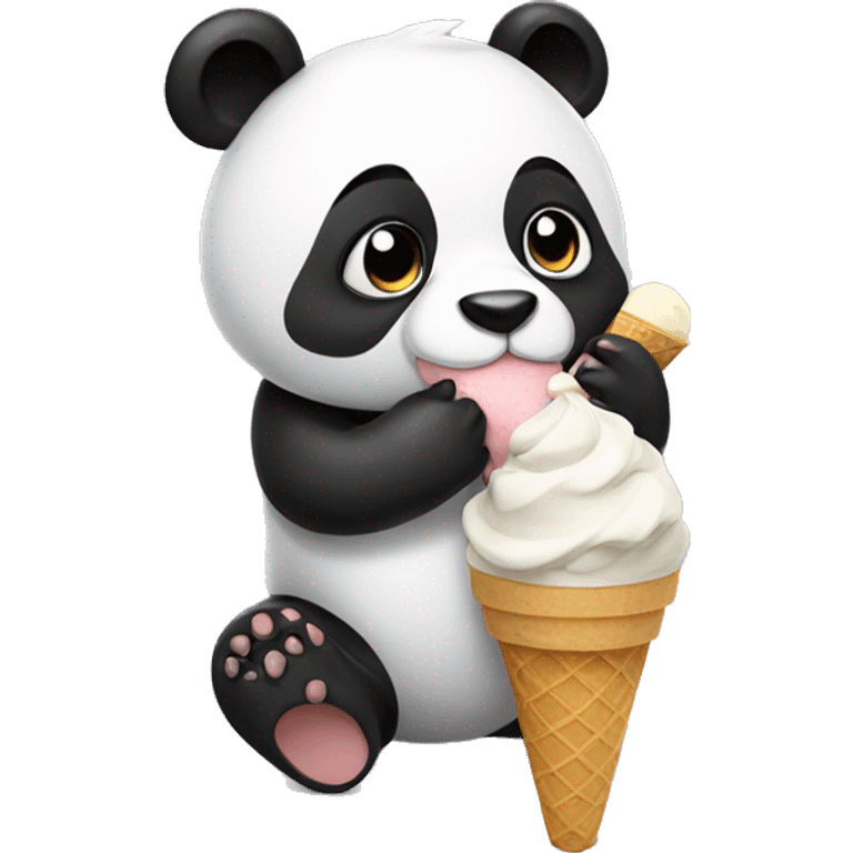 Panda eating ice cream emoji