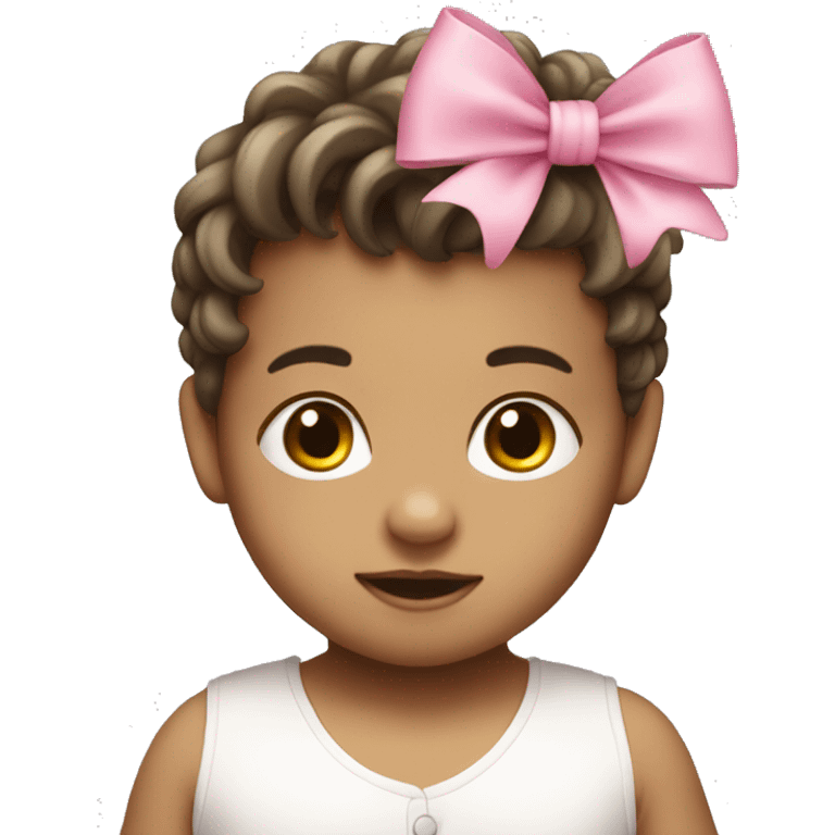 white baby boy wearing a pink bow in his hair brunette  emoji