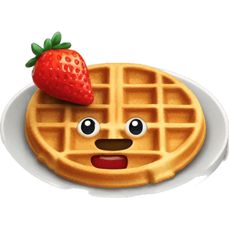 waffle with a strawberry emoji