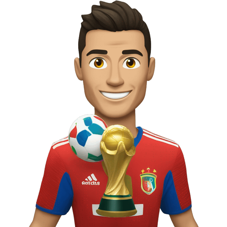 Cristiano Ronaldo con la copa del mundo emoji