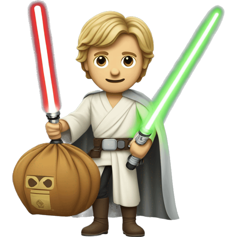 Luke Skywalker with lightsaber and moneybag emoji