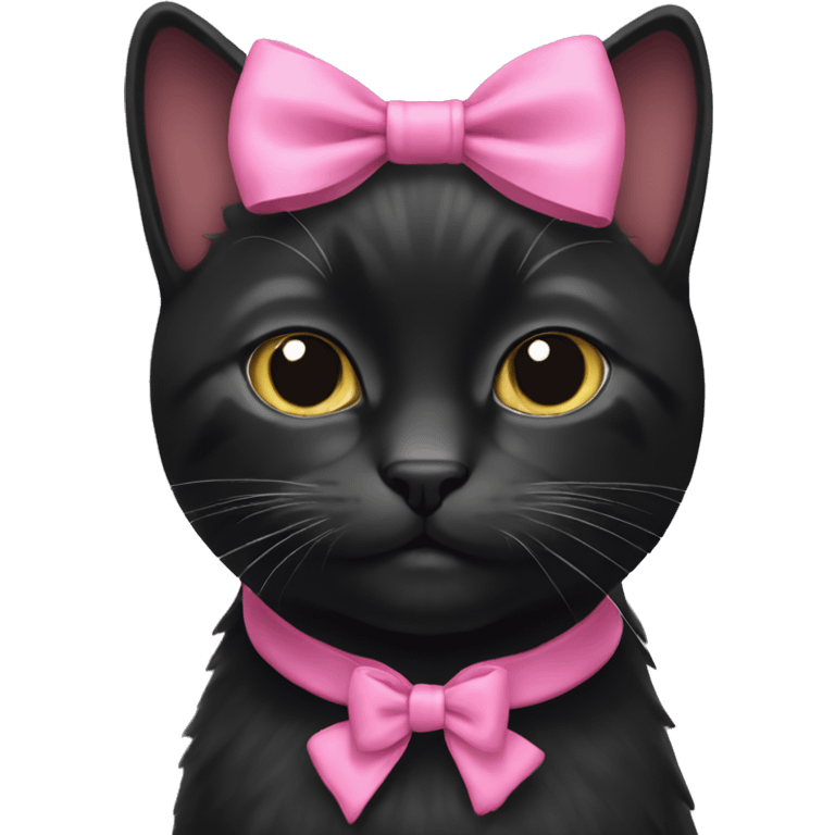 black cat wearing pink bow emoji