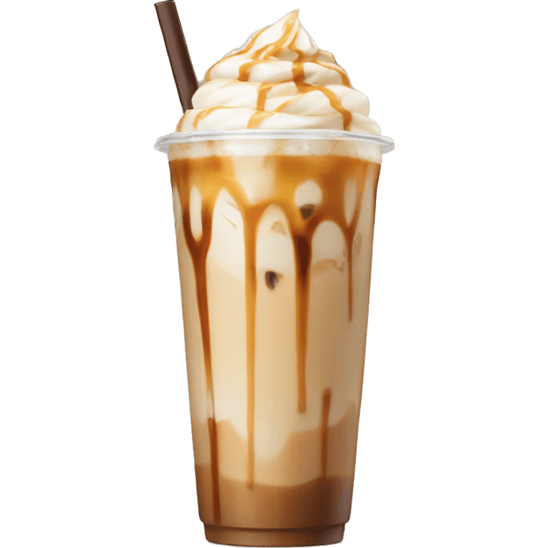 Iced latte machiato whit caramel drizzle emoji