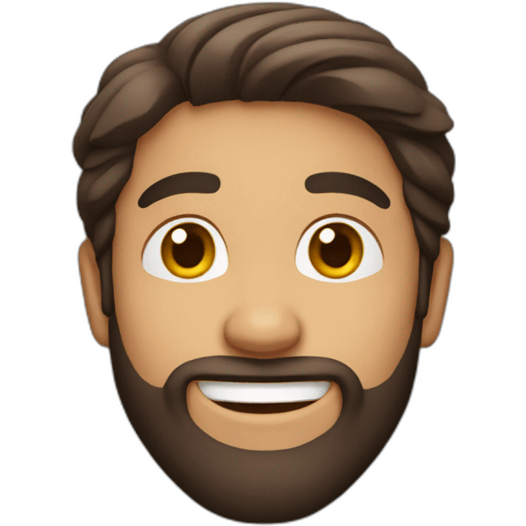 smiling solo guy with beard and straight hair like Indian emoji