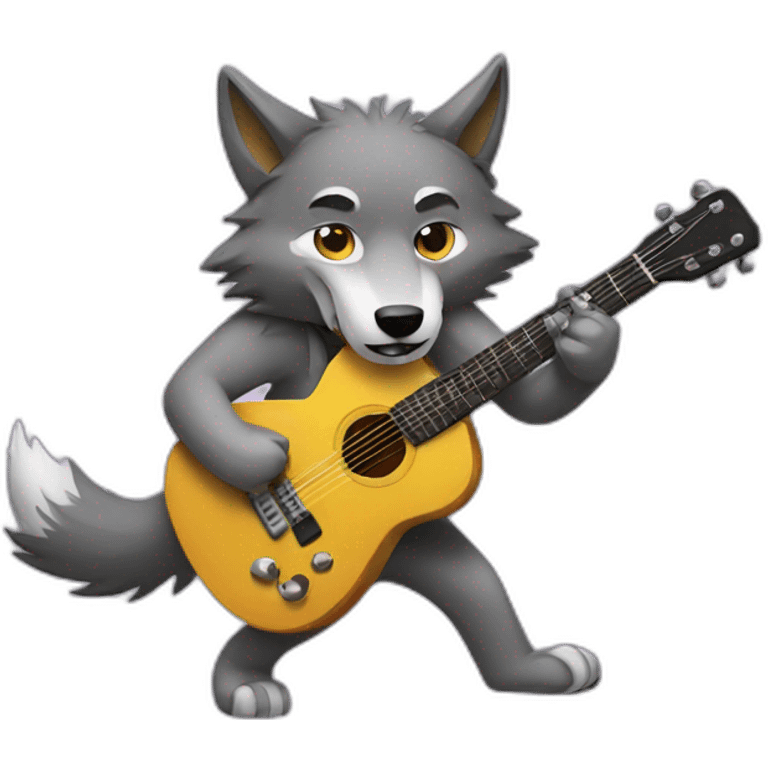 wolf playing guitar emoji