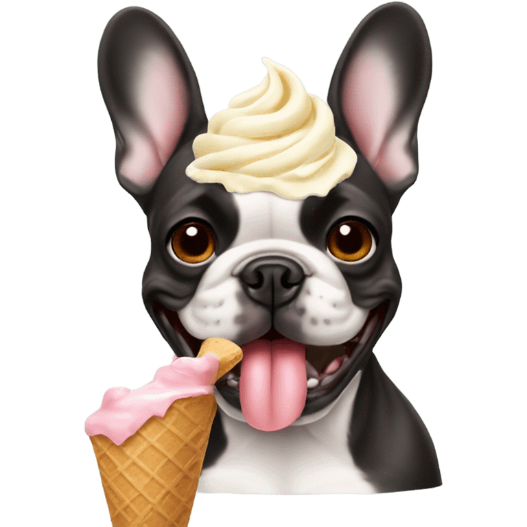 french bulldog eating ice cream emoji