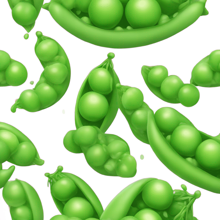 Kawaii peas in a pod, the pea on the left and right are happy and the pea in the middle is a very happ emoji