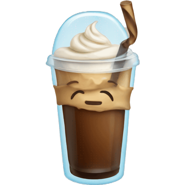 Ice coffee with  bow  emoji