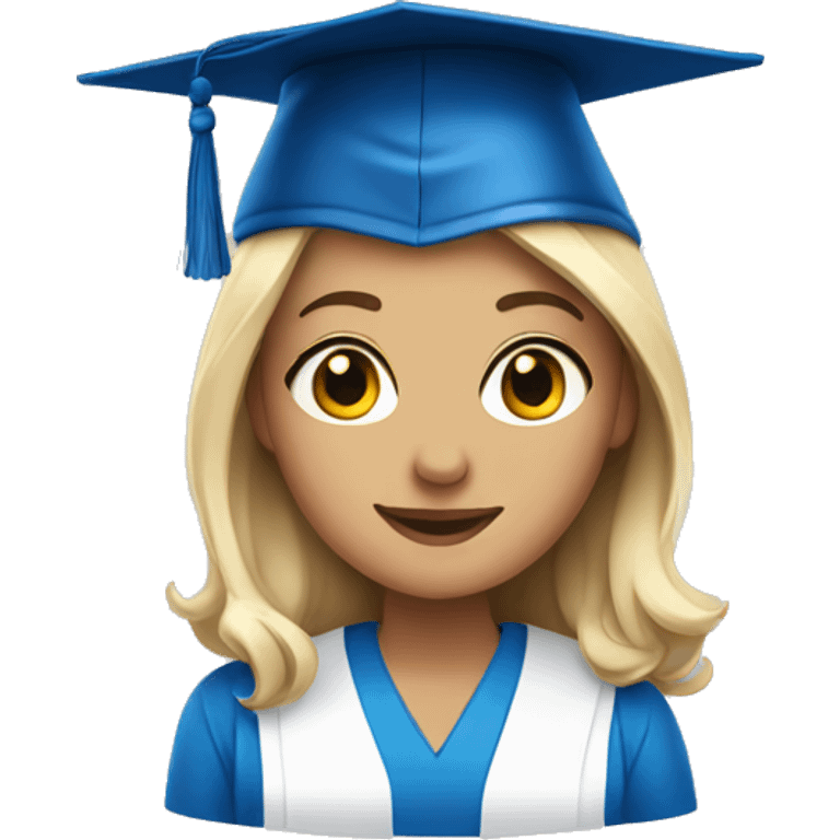 Graduating in a blue white dress emoji