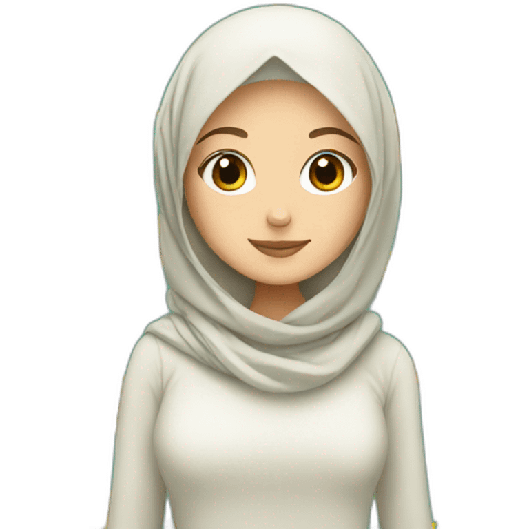 White girl wearing hijab with sunflowers emoji