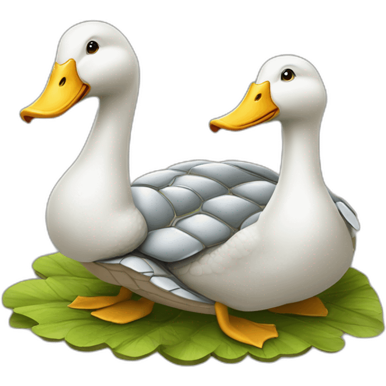 Trois canards sur une tortue emoji